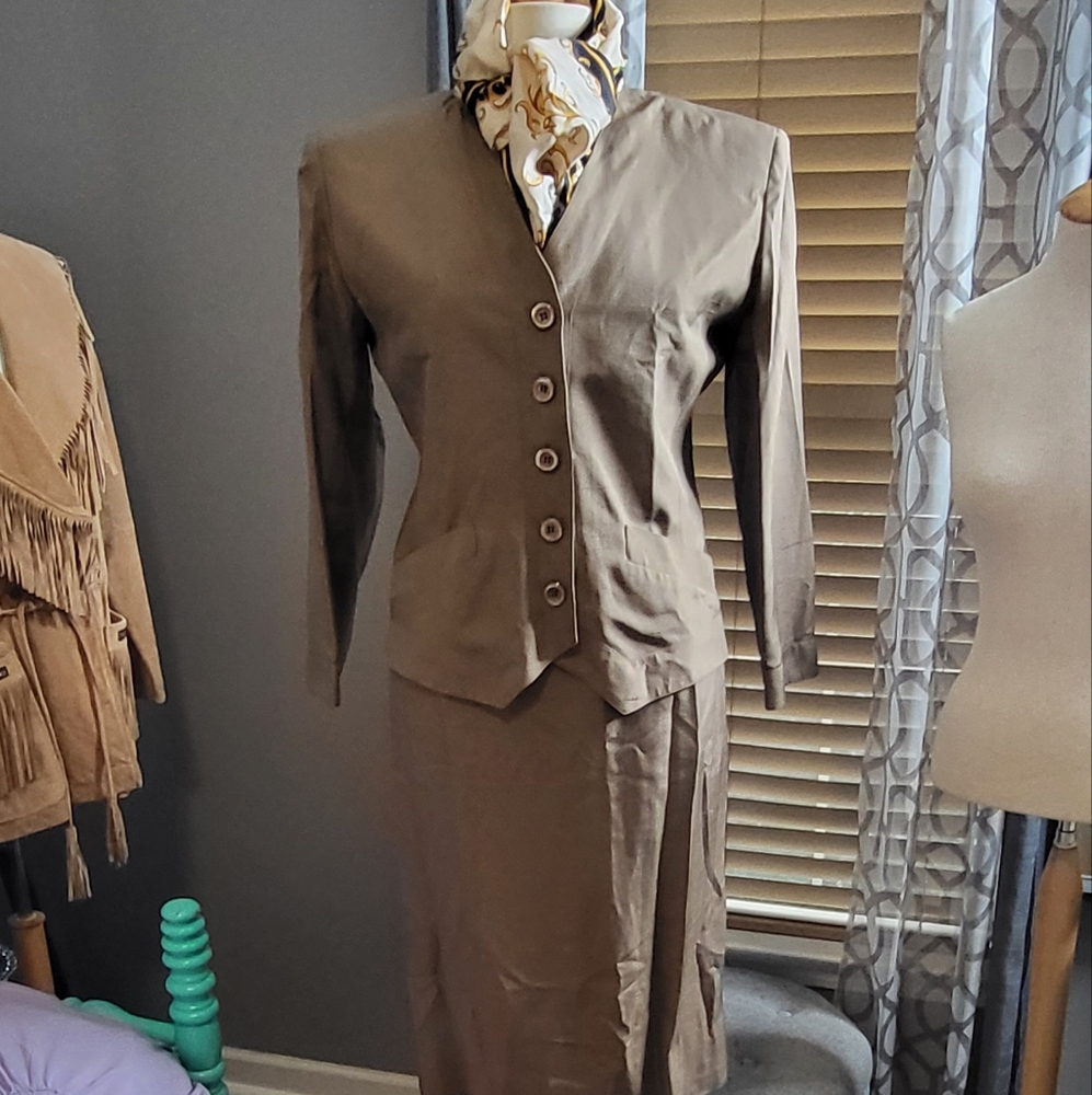 Sophisticated Vintage Saint Laurent Silk Skirt Suit